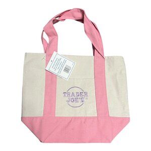 💕NWT: Trader Joe’s Mini Pastel Canvas Tote Bag – PINK ✨